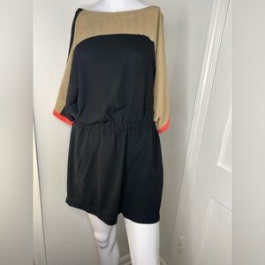 RACHEL ROY Stylish Black and Tan Jumpsuit Romper
